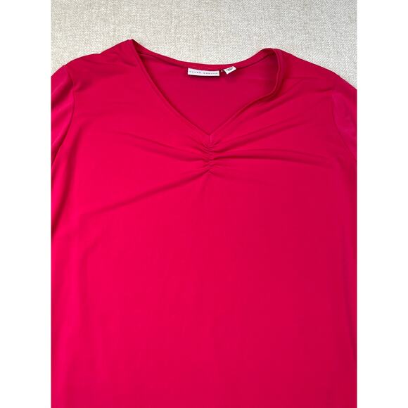 Susan Graver Women’s XL Red Liquid Knit 3/4 Sleeve Stretch Pullover Top Stretch - Picture 7 of 7